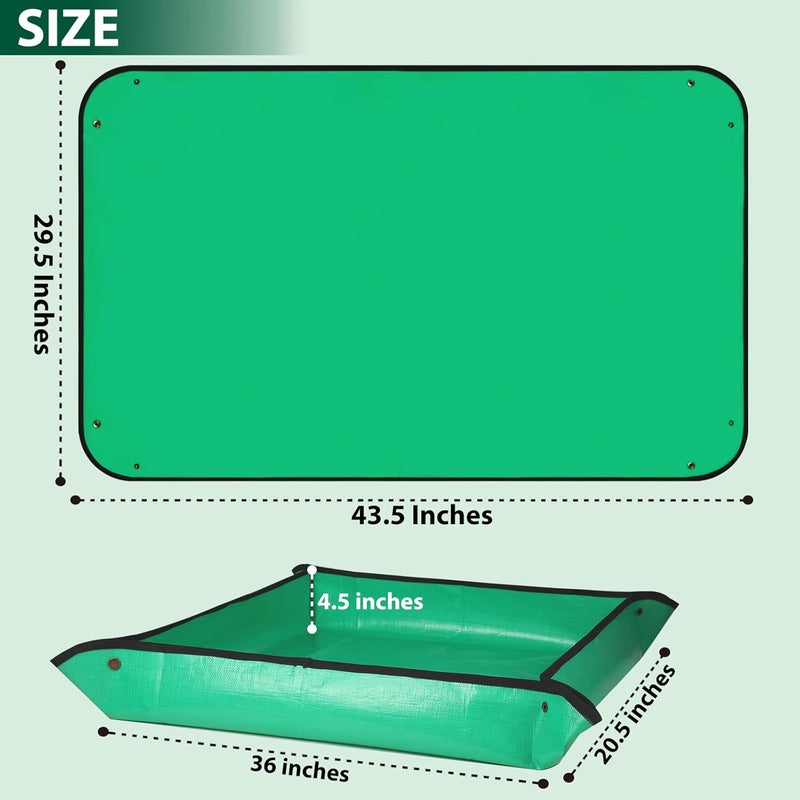 LCHUANG Repotting Mat for Indoor Plant Transplanting - 43.5 x 29.5 Planting Mat Soil Mess Control, Portable Succulent Planting Potting Tray Waterproof Gardening Tools (Pale Green) - Image 3